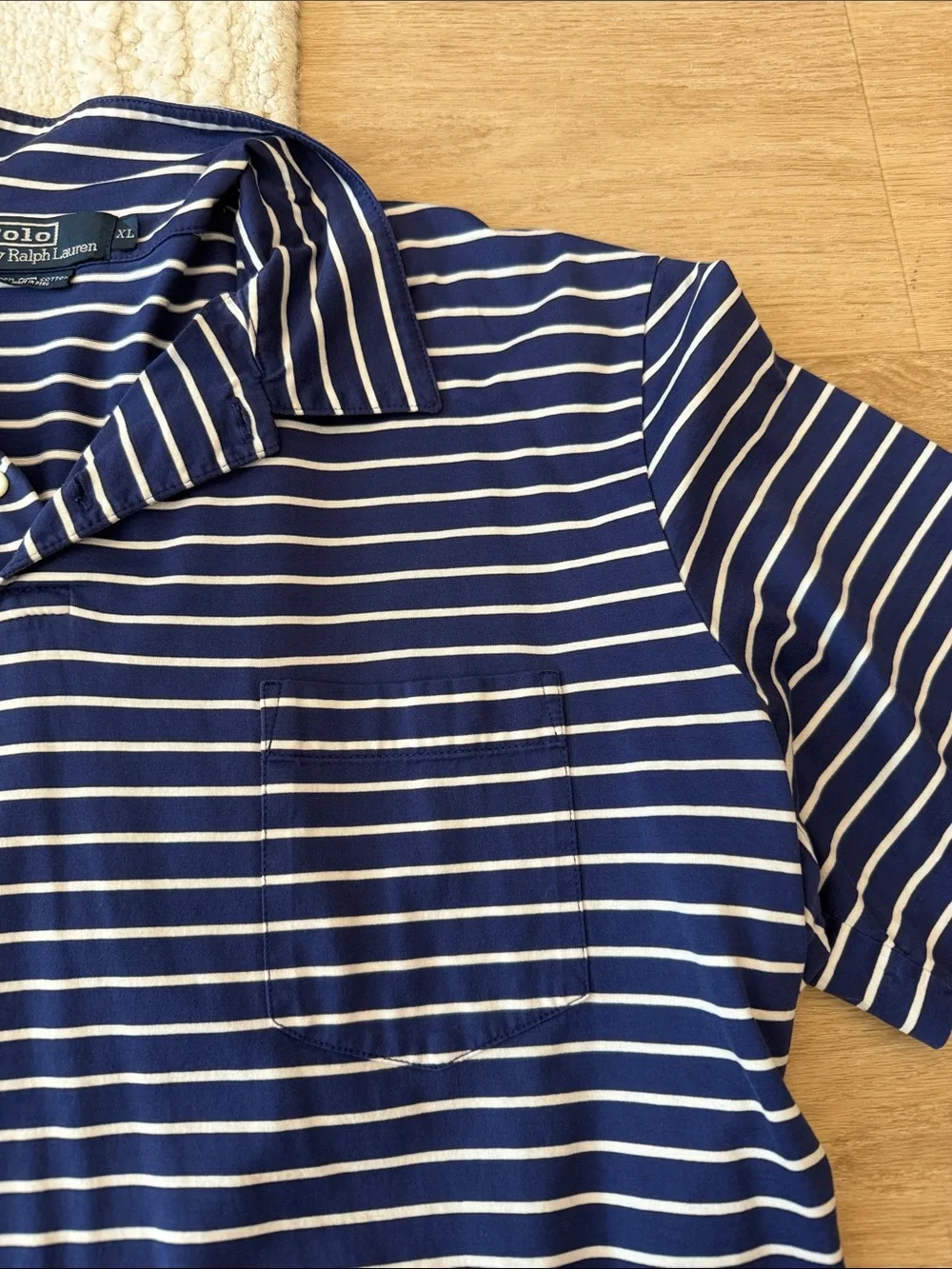 Ralph Lauren Navy and White Striped Polo